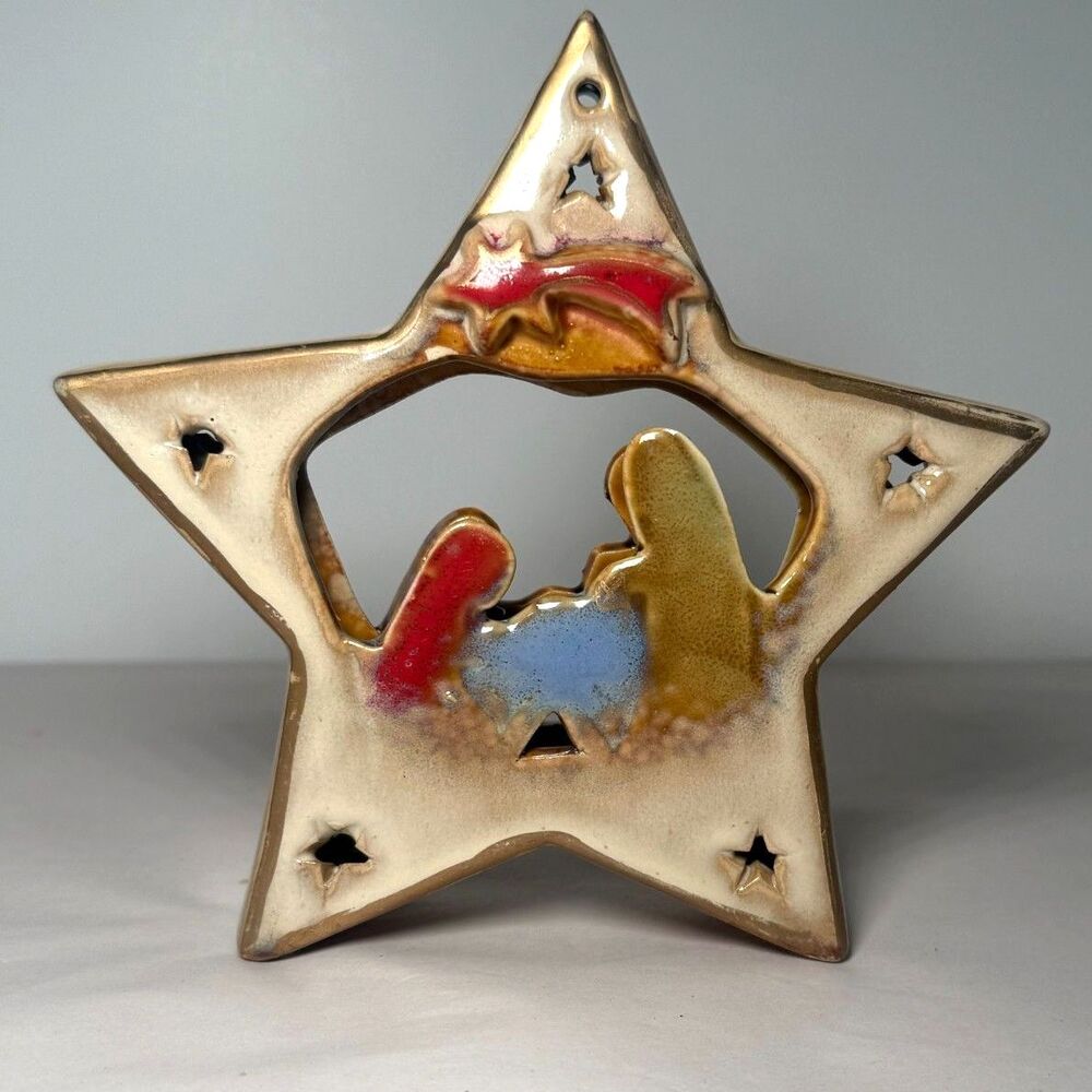 Star‎ Nativity Ornament Decoration Star Jesus Mary Joseph 2 sided